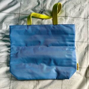 Clinique Large Shopping Shoulder Travel Flower Tote Bag Blue/Pink